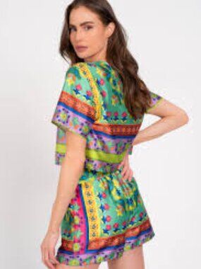 Lavender Brown Mia Top Green Purple Multi Size S NWT MSRP $148
